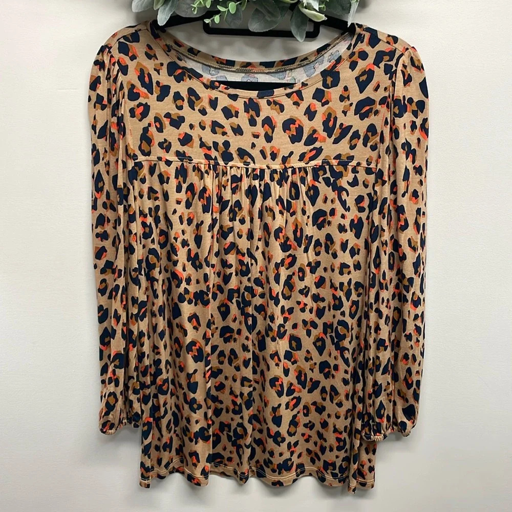 NWT Loft Outlet Leopard Print Long Sleeve Blouse S